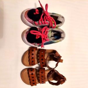 Girls sandles and sneakers Both Size 6